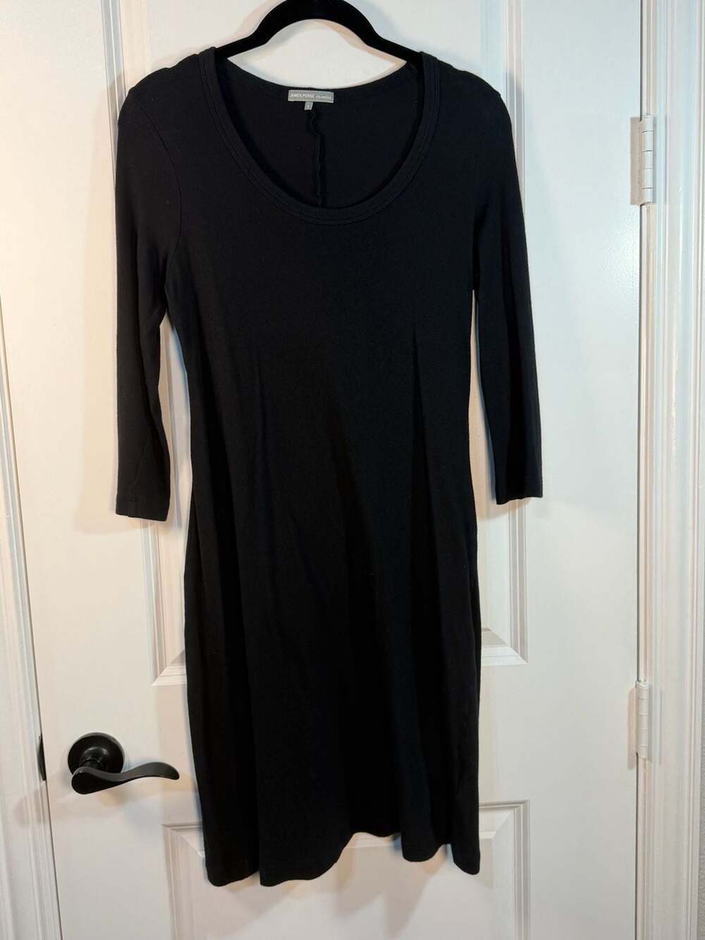 James Perse Black Angora Blend Scoop Neck Knit Dress Size 3